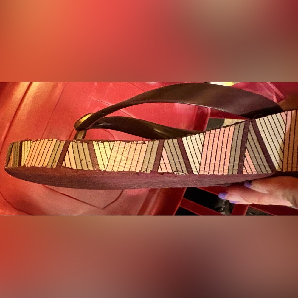 Tory Burch Pink and Purple Sandals with Metallic Accents - Picture 5 of 8
